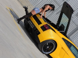 Lamborghini gallardo and hot model (click to view)