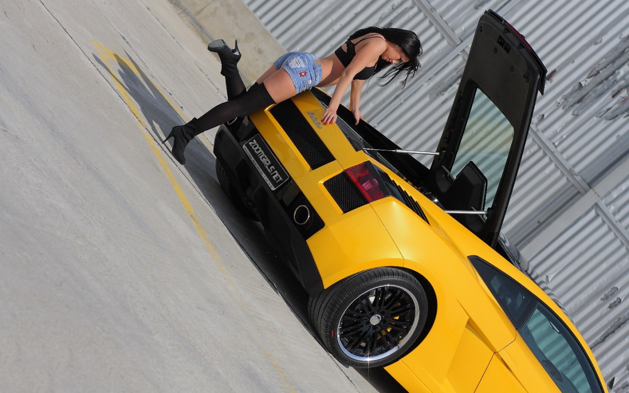 Lamborghini gallardo and hot model