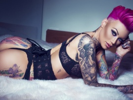 Becky Holt sexy ass tattoo model in lingerie wallpapers