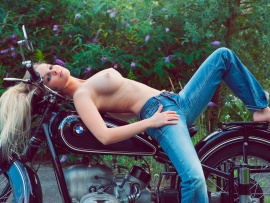 Topless Belinda on Bike (click to view)