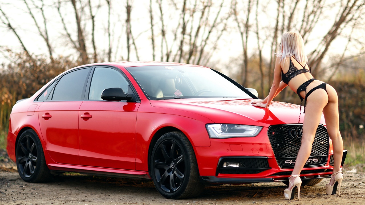 Audi A4 Quattro And Hot Bikini Blonde Showing Her Fine Fit Ass Sexy