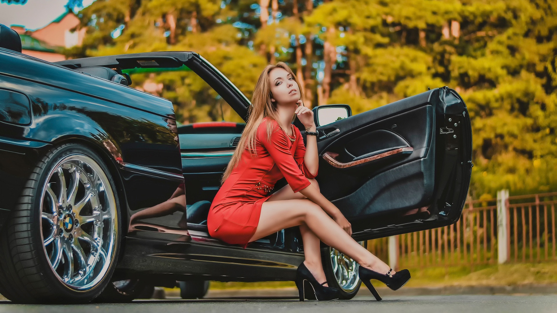 Hot Blonde And Bmw Series Convertible Sexy Legs And Fast Cars Hd