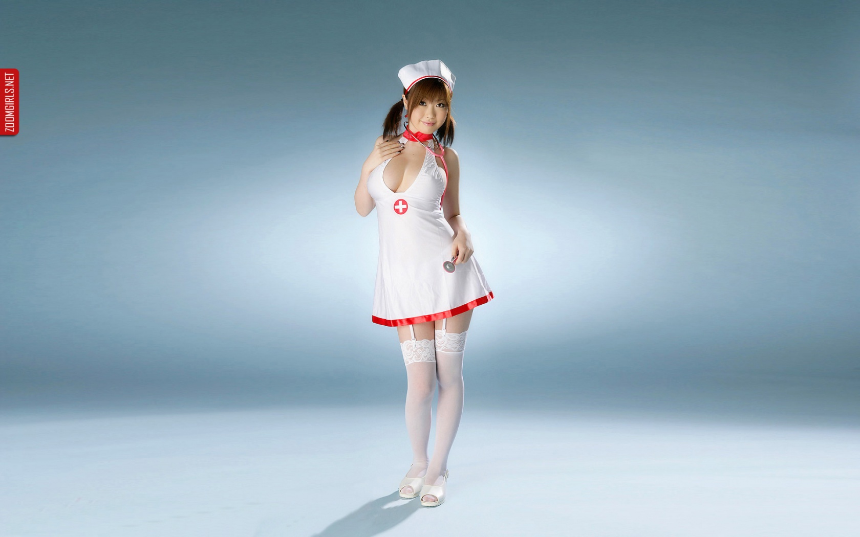 Rio Hamasaki The Sexy Busty Asian Nurse With Hot White Sox Erotic Fetish Desktop Wallpaper